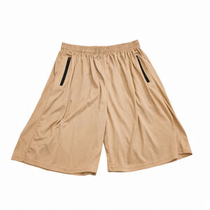 Cougar Sport Tan Athletic Shorts Mens 2XL Elastic Waist Zip Pockets Performance